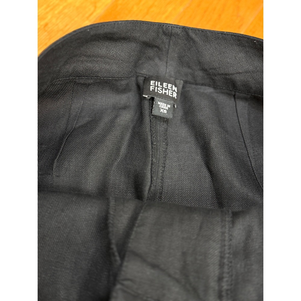 Eileen Fisher Womens XS Black 100% Linen Wide Leg Cropped Trousers Pants - Picture 4 of 8